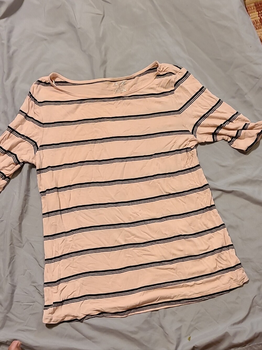 Apt. 9 Modern Essentials Pink Striped Boatneck Short Sleeve Tee